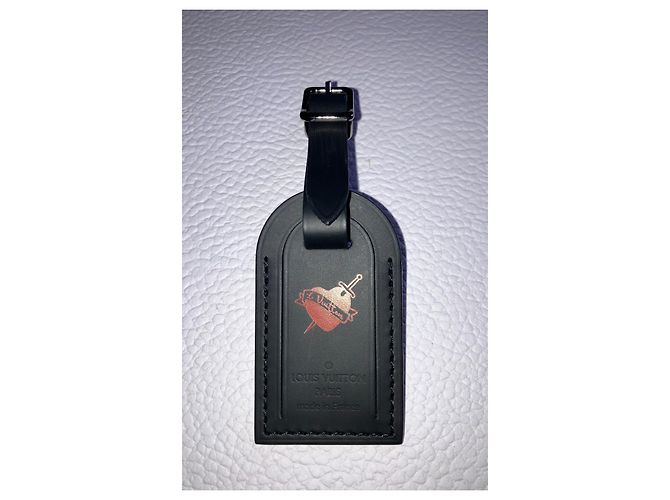 Etichetta Bagaglio Reversibile Louis Vuitton Nera in Pelle Nero - vista 3