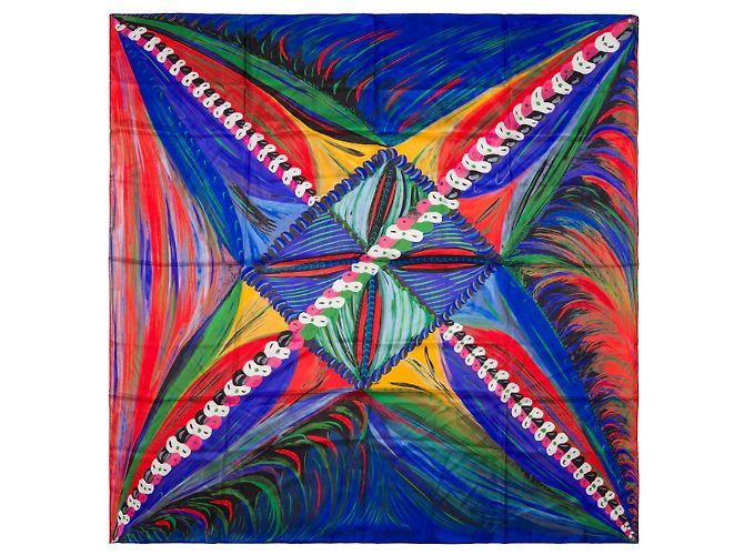 Hermès Accessorio HERMES Foulard Gigante in seta 140 Blu - 100681 - vista 2