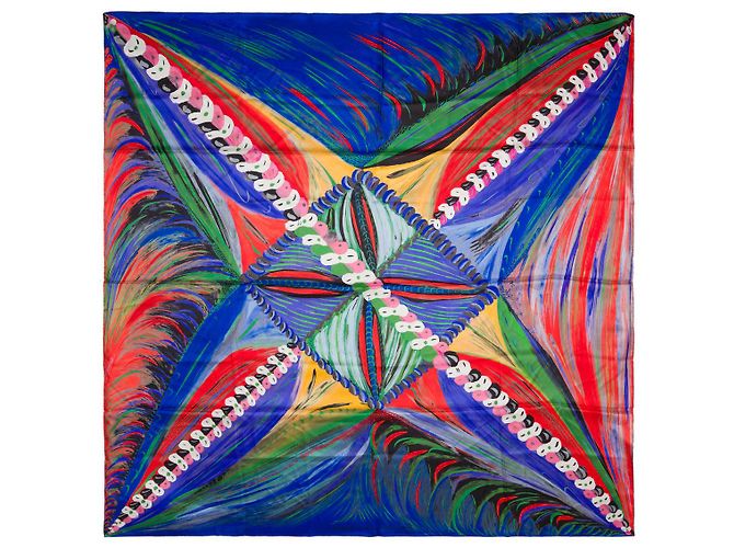 Hermès Accessorio HERMES Foulard Gigante in seta 140 Blu - 100681 - vista 3
