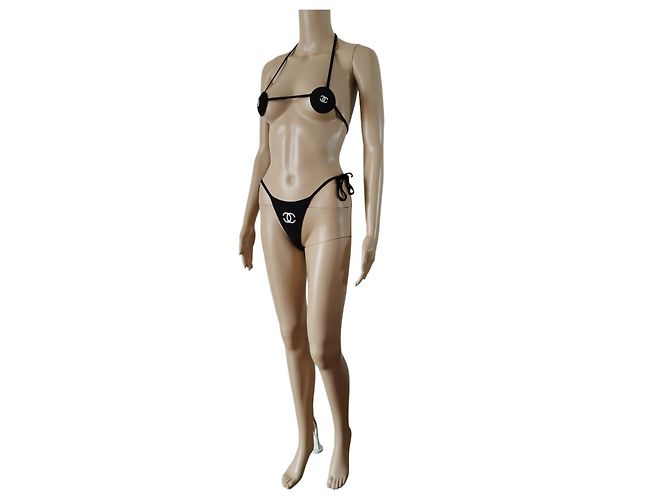 Bikini icónico de Chanel Desfile de moda Primavera Verano 1996 Negro - vista 3