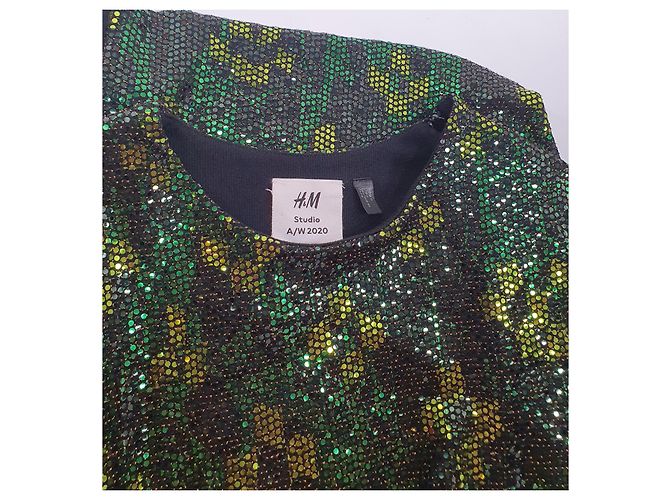 Autre Marque Top metálico H&M Studio Verde Multicor - vista 7