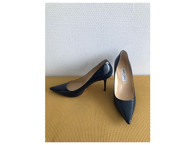 Décolleté Jimmy Choo Romy 85 blu navy in vernice Blu scuro - vista 3