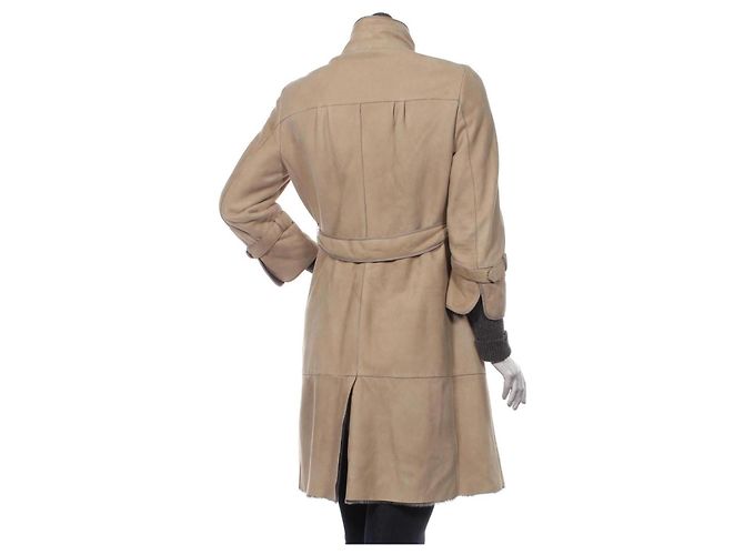 Abrigo Brunello Cucinelli de Cuero y Cachemira Beige Gris - vista 2