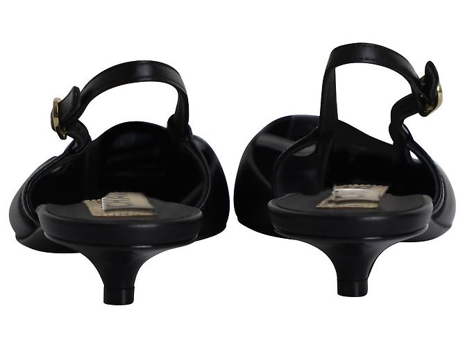 Timeless Décolleté Slingback con logo Chanel CC in pelle nera Nero - vista 5