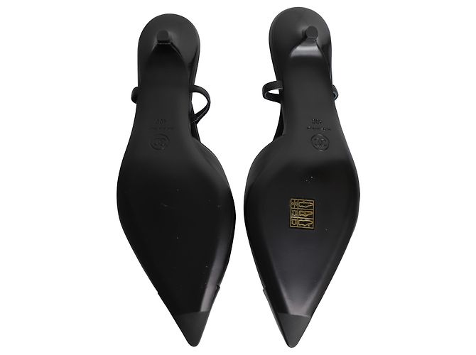 Timeless Décolleté Slingback con logo Chanel CC in pelle nera Nero - vista 7