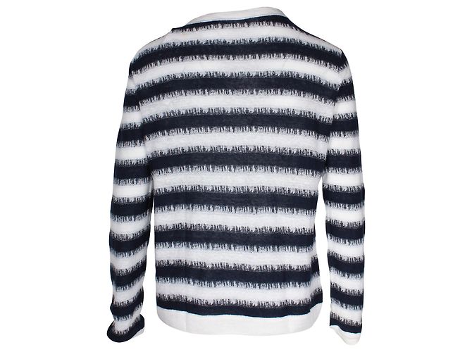 Gestreifter Pullover von Christian Dior aus mehrfarbigem Leinen Marineblau - Ansicht 3