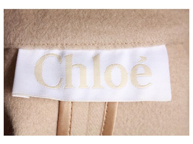 Chloé Chloe A-Linie Cape-Mantel aus cremefarbenem Kaschmir Weiß Roh - Ansicht 4