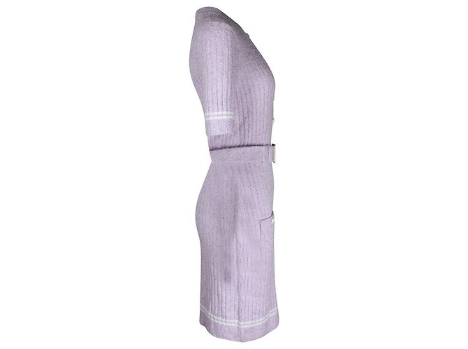 Minivestido Chanel con cinturón en viscosa violeta - vista 2