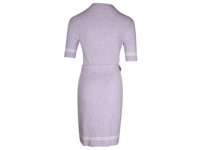 Minivestido Chanel con cinturón en viscosa violeta - vista 3