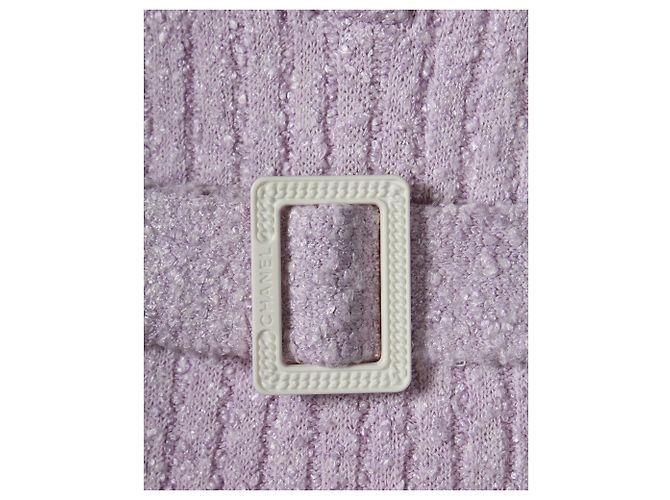 Minivestido Chanel con cinturón en viscosa violeta - vista 4