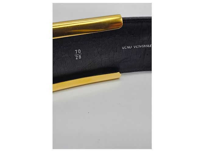 Cintura Chanel in pelle nera e oro 70 cm Nero D'oro - vista 4