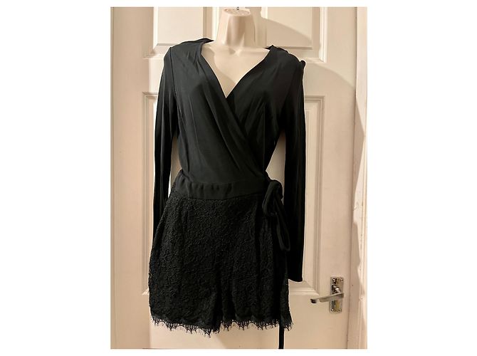 Diane Von Furstenberg Mono corto Tillie de DvF con encaje Negro - vista 5