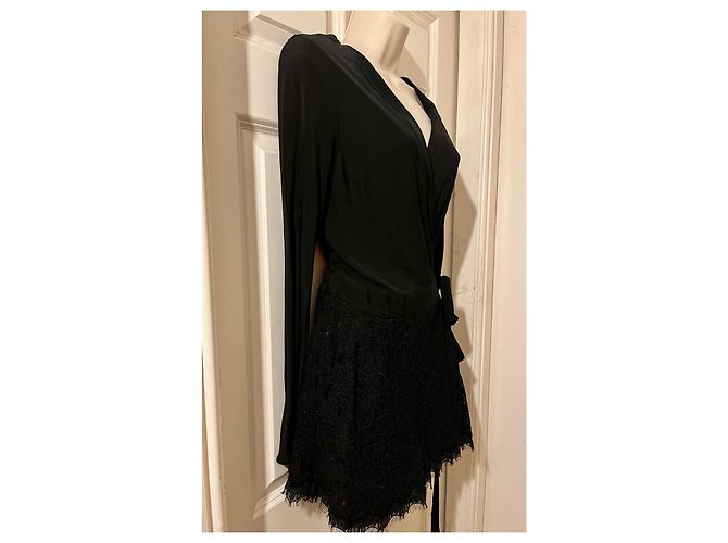 Diane Von Furstenberg Mono corto Tillie de DvF con encaje Negro - vista 6