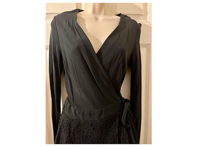 Diane Von Furstenberg Mono corto Tillie de DvF con encaje Negro - vista 7