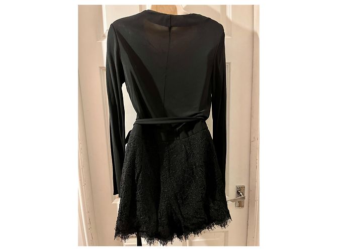 Diane Von Furstenberg Mono corto Tillie de DvF con encaje Negro - vista 9