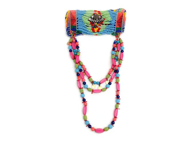 Erickson Beamon Blue / Grün / Rosa Multi-Perlen-Choker-Tropfen-Halskette Mehrfarben - Ansicht 4