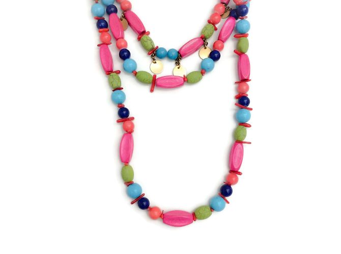 Erickson Beamon Blue / Grün / Rosa Multi-Perlen-Choker-Tropfen-Halskette Mehrfarben - Ansicht 5
