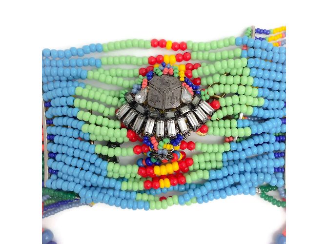 Erickson Beamon Blue / Grün / Rosa Multi-Perlen-Choker-Tropfen-Halskette Mehrfarben - Ansicht 6