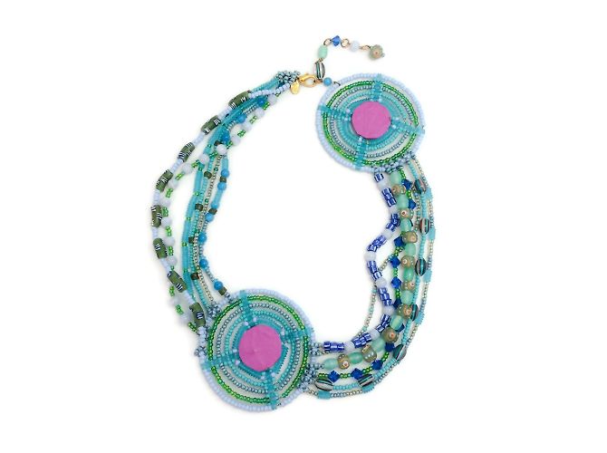 Erickson Beamon Turchese / Collana con cerchio di perline viola Blu - vista 6