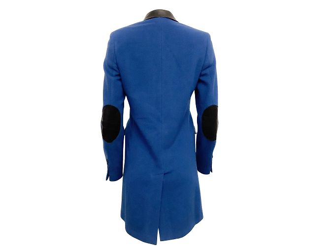 Each X Other Jeder x Andere Blauer, mit Wolle und Kaschmir gefütterter Brustmantel mit Lederbesatz - Ansicht 3