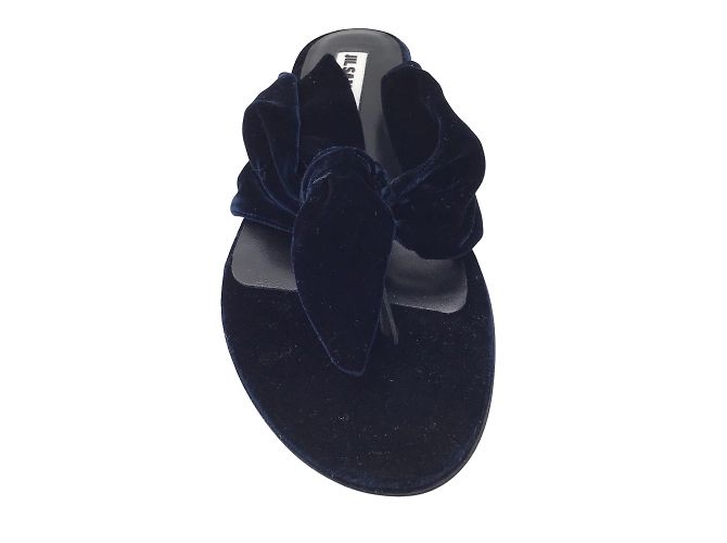 Jil Sander – Dunkelblaue Tanga-Sandalen aus Samt mit Knoten - Ansicht 4