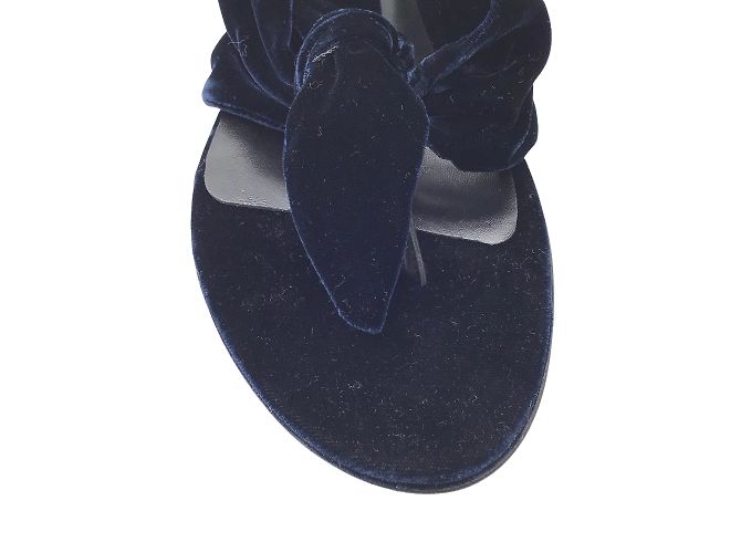 Jil Sander – Dunkelblaue Tanga-Sandalen aus Samt mit Knoten - Ansicht 5