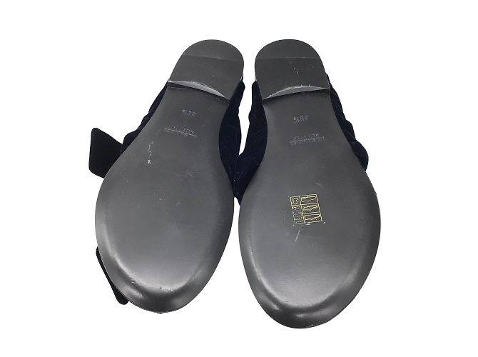 Jil Sander – Dunkelblaue Tanga-Sandalen aus Samt mit Knoten - Ansicht 7