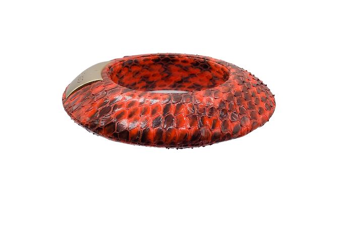 Jimmy Choo Rosso / Bracciale in pelle di serpente grosso nero - vista 2