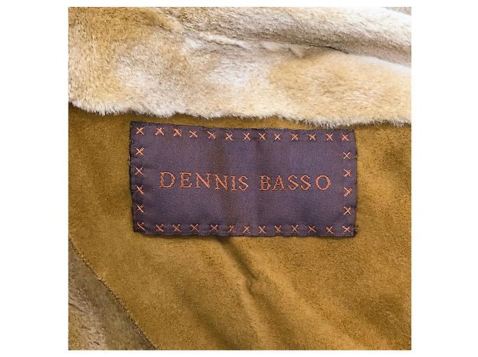 Dennis Basso Abrigo de visón de ante bordado en canela y rojo Castaño - vista 4