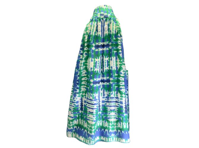 Prabal Gurung Blu / Top in seta senza maniche con cravatta al collo con stampa multi verde Multicolore - vista 3