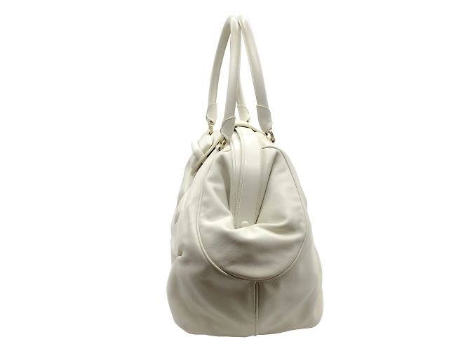 Bolso satchel Smythson de piel marfil con marco acolchado - vista 2