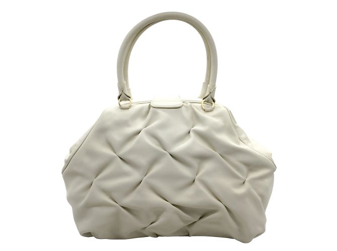 Bolso satchel Smythson de piel marfil con marco acolchado - vista 3