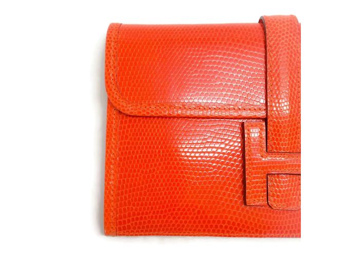 Hermès Pochette Mini Jige Orange Lizard di Hermes Arancione - vista 3