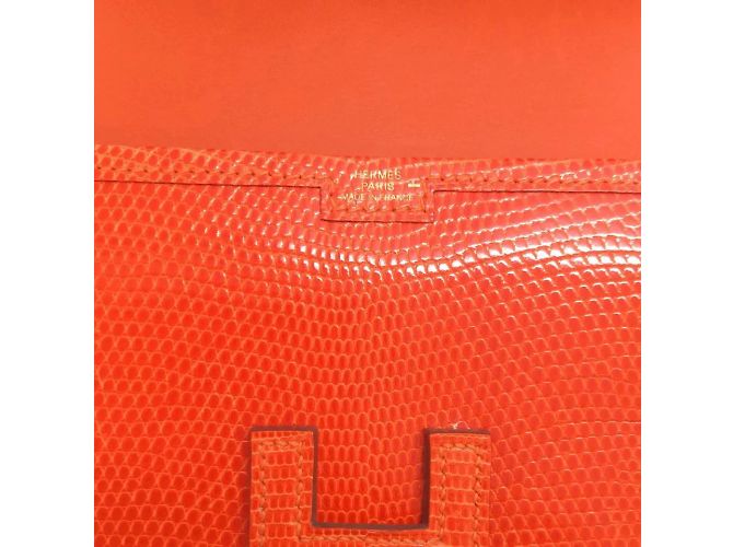 Hermès Pochette Mini Jige Orange Lizard di Hermes Arancione - vista 5