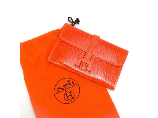 Hermès Pochette Mini Jige Orange Lizard di Hermes Arancione - vista 7