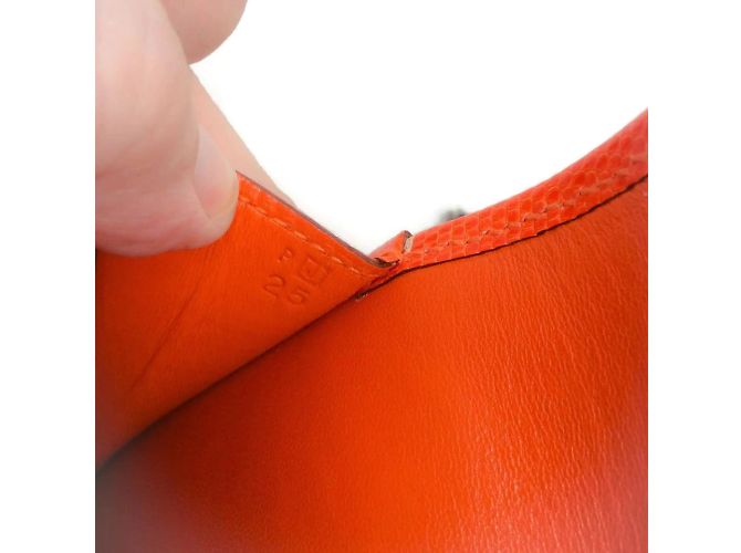 Hermès Pochette Mini Jige Orange Lizard di Hermes Arancione - vista 8