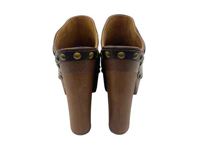 Chanel Brown Leather Platform Clogs - view 5