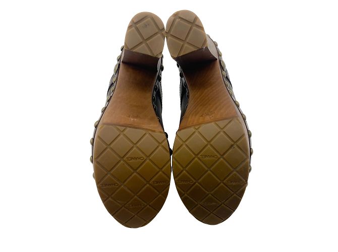 Chanel Brown Leather Platform Clogs - view 6