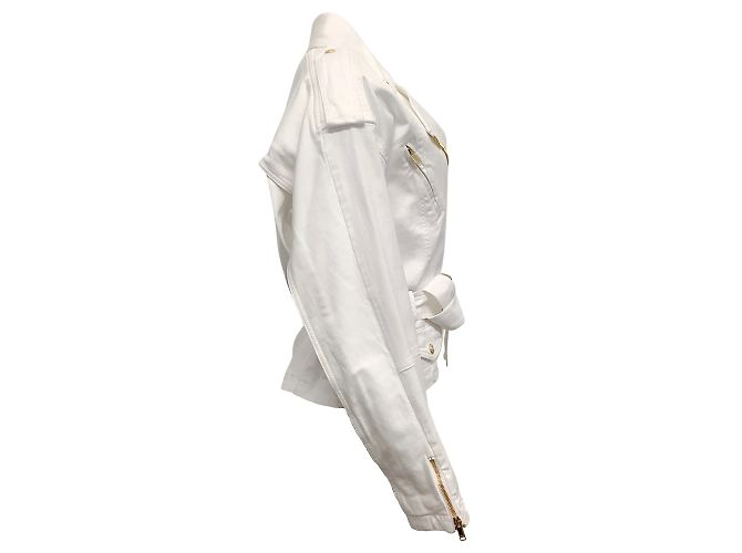 Alexandre Vauthier Jaqueta jeans branca Moto - vista 2