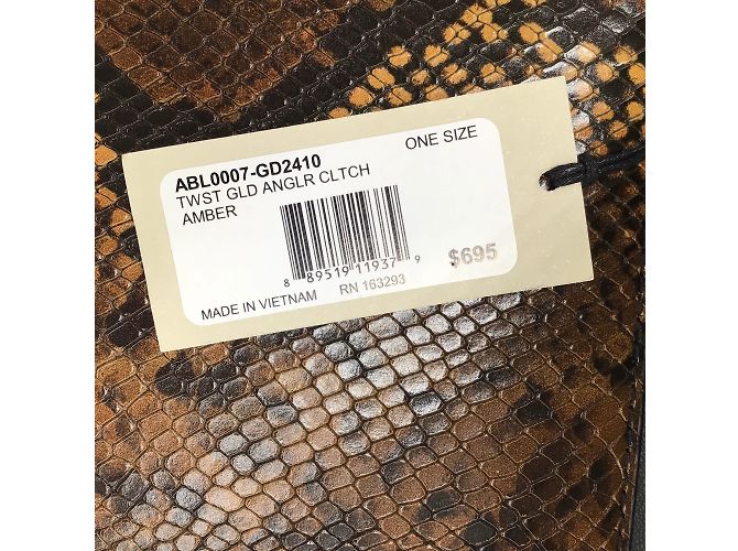 Alexis Bittar Brown / Pochette angolare con stampa serpente e hardware dorato Marrone - vista 11