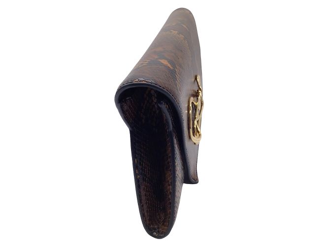 Alexis Bittar Brown / Pochette angolare con stampa serpente e hardware dorato Marrone - vista 2