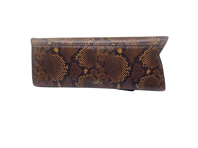 Alexis Bittar Brown / Pochette angolare con stampa serpente e hardware dorato Marrone - vista 3
