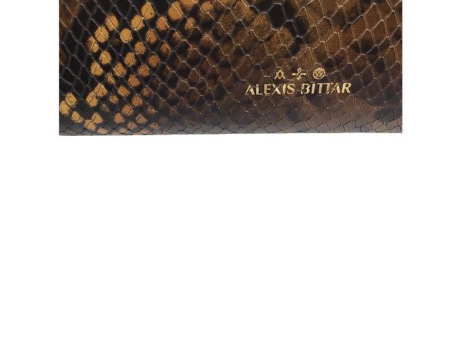 Alexis Bittar Brown / Pochette angolare con stampa serpente e hardware dorato Marrone - vista 4