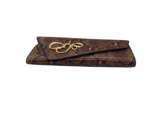 Alexis Bittar Brown / Pochette angolare con stampa serpente e hardware dorato Marrone - vista 6