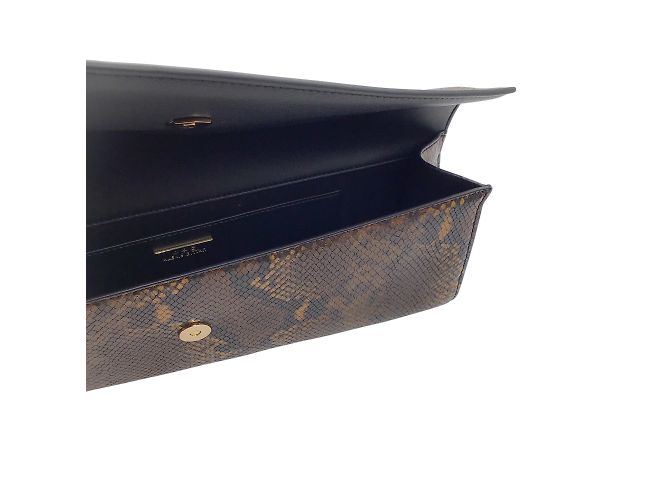 Alexis Bittar Brown / Pochette angolare con stampa serpente e hardware dorato Marrone - vista 8