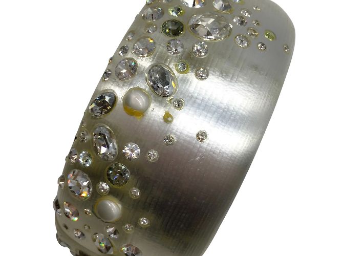 Alexis Bittar Bracciale rigido in cristallo grande argento - vista 3
