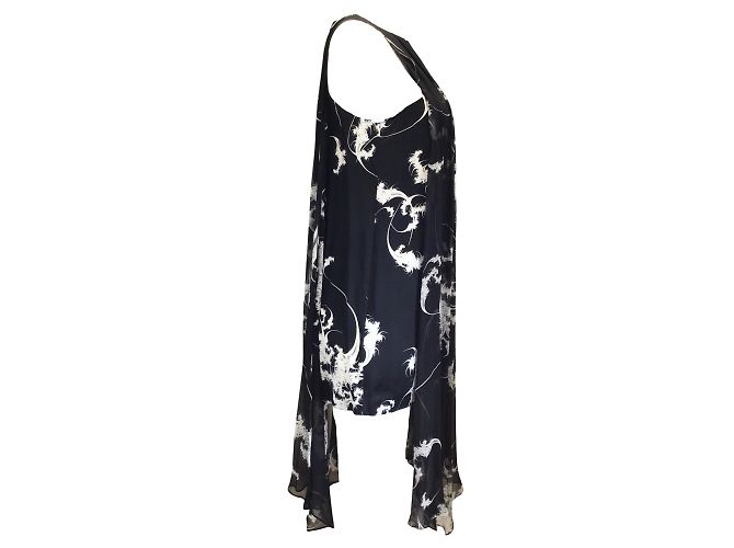 Thomas Wylde Negro / Vestido de seda sin mangas estampado blanco - vista 2