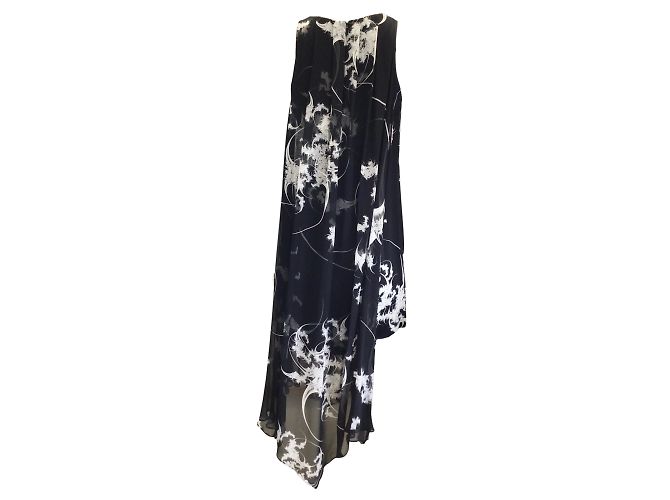 Thomas Wylde Negro / Vestido de seda sin mangas estampado blanco - vista 3