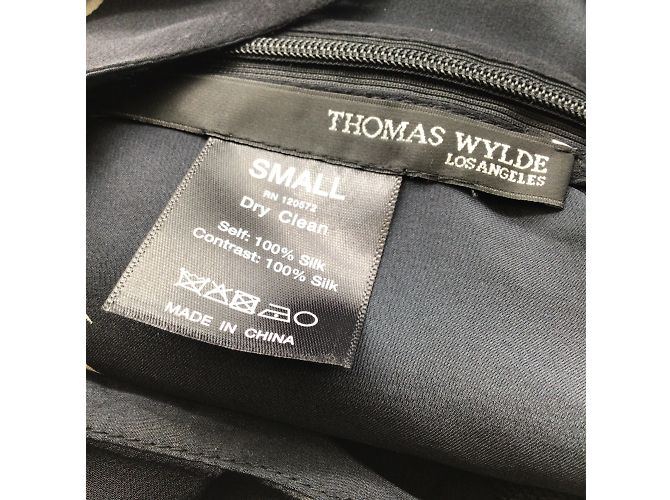 Thomas Wylde Negro / Vestido de seda sin mangas estampado blanco - vista 4