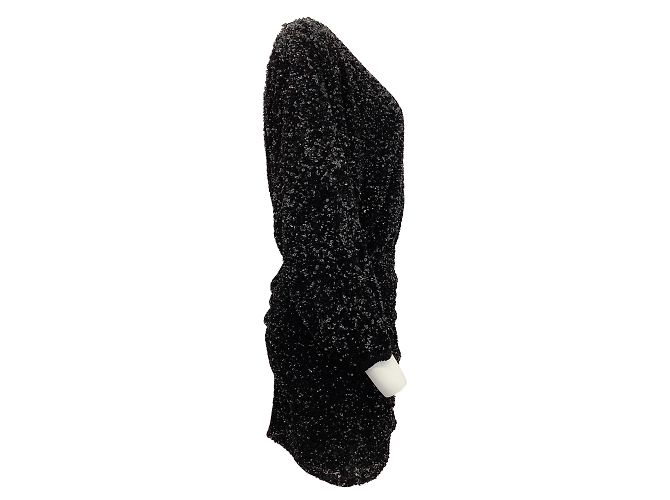 BA&SH Schwarzes scharlachrotes Pailletten-Minikleid - Ansicht 2